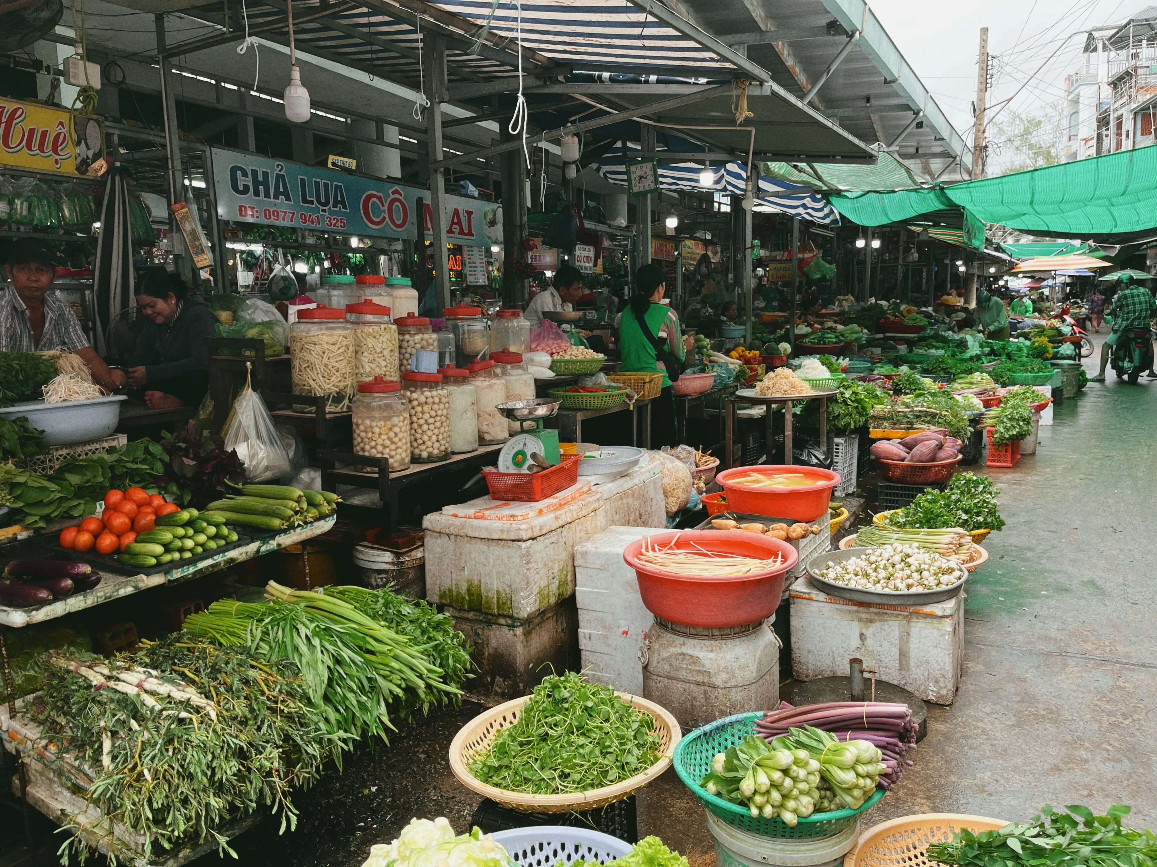 Colorful fresh produce at a local market in Vinh Long