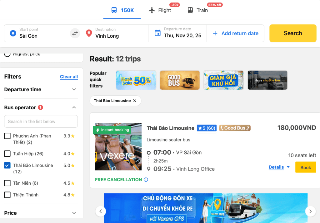 Filter by Thai Bao Limousine operator