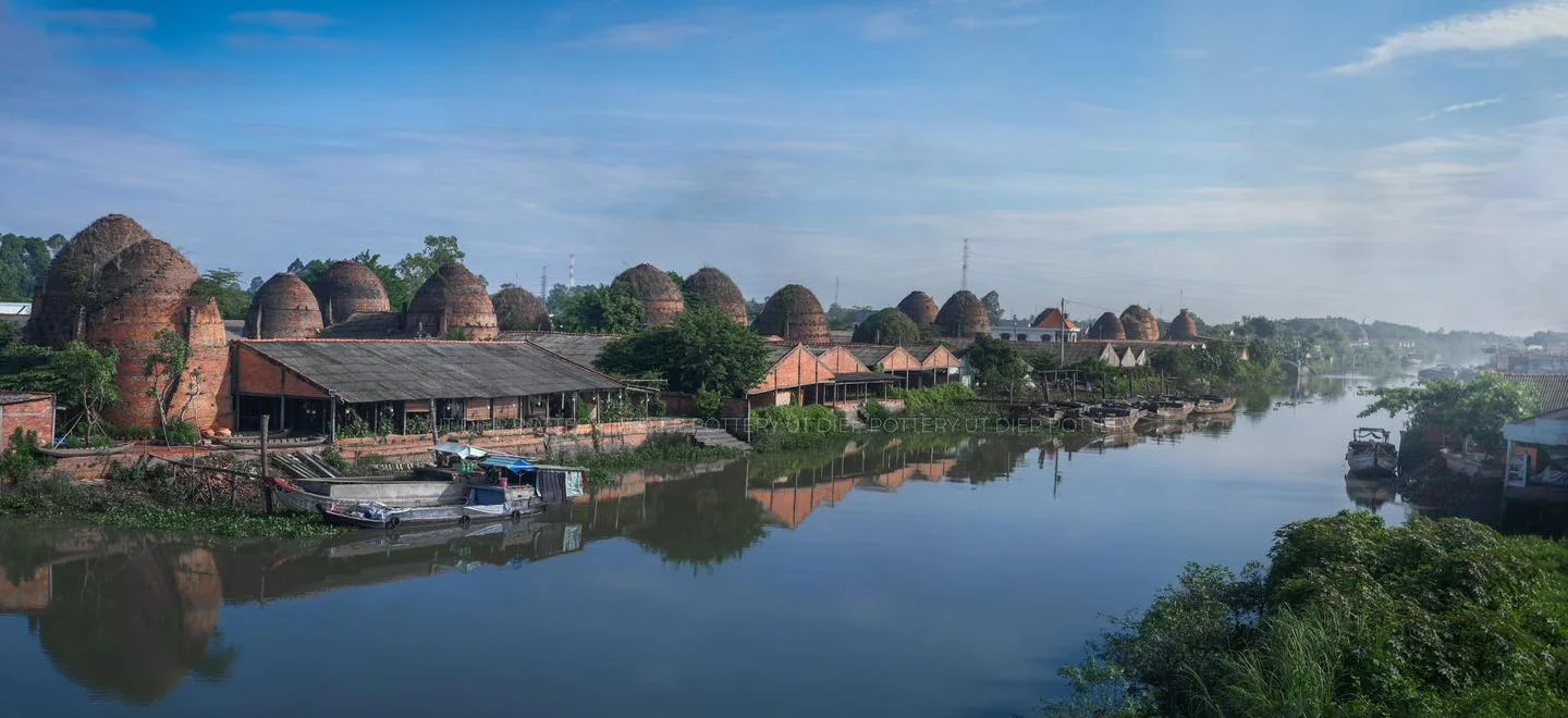 Red brick kilns at a Vinh Long pottery village