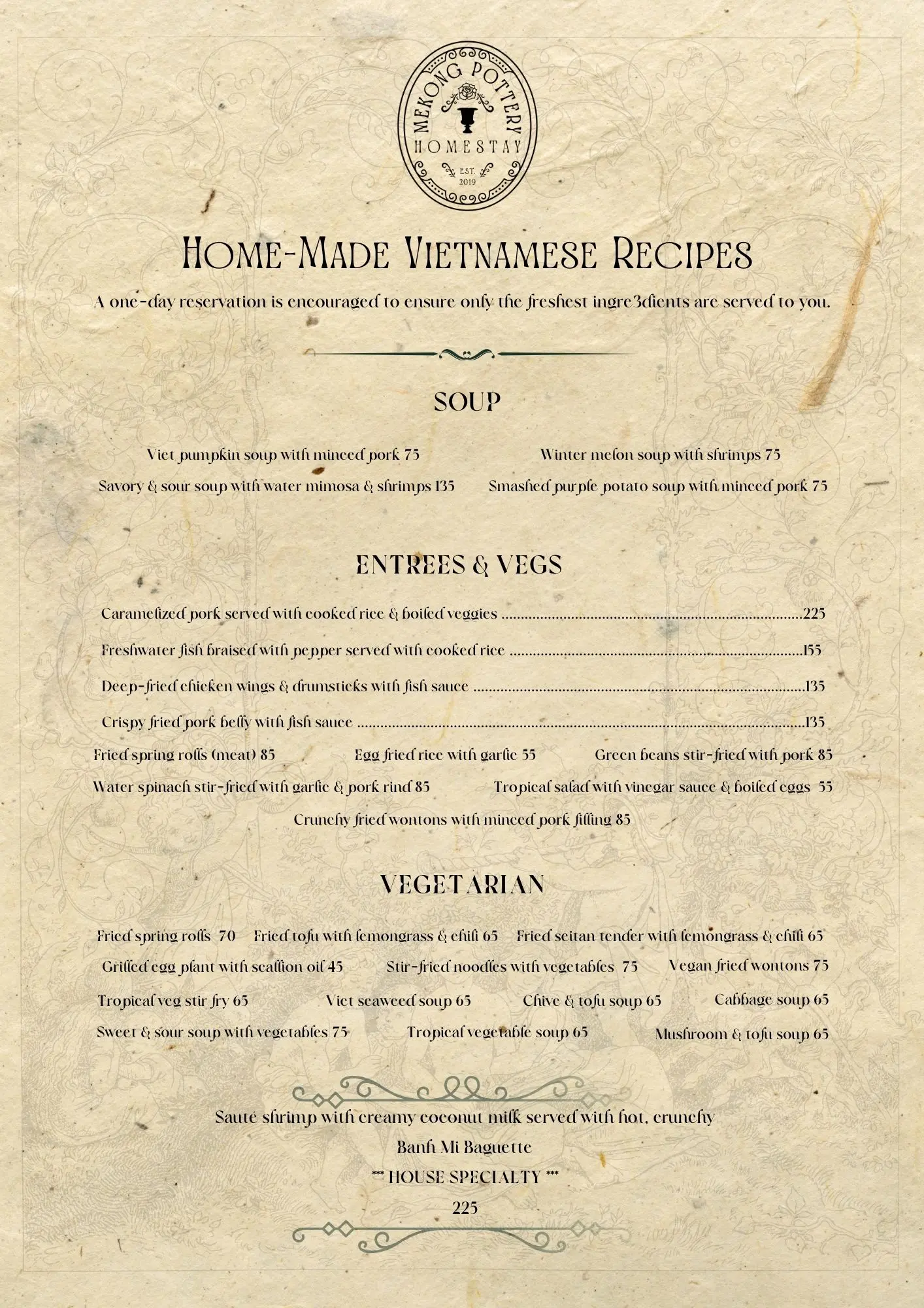 Dinner Menu