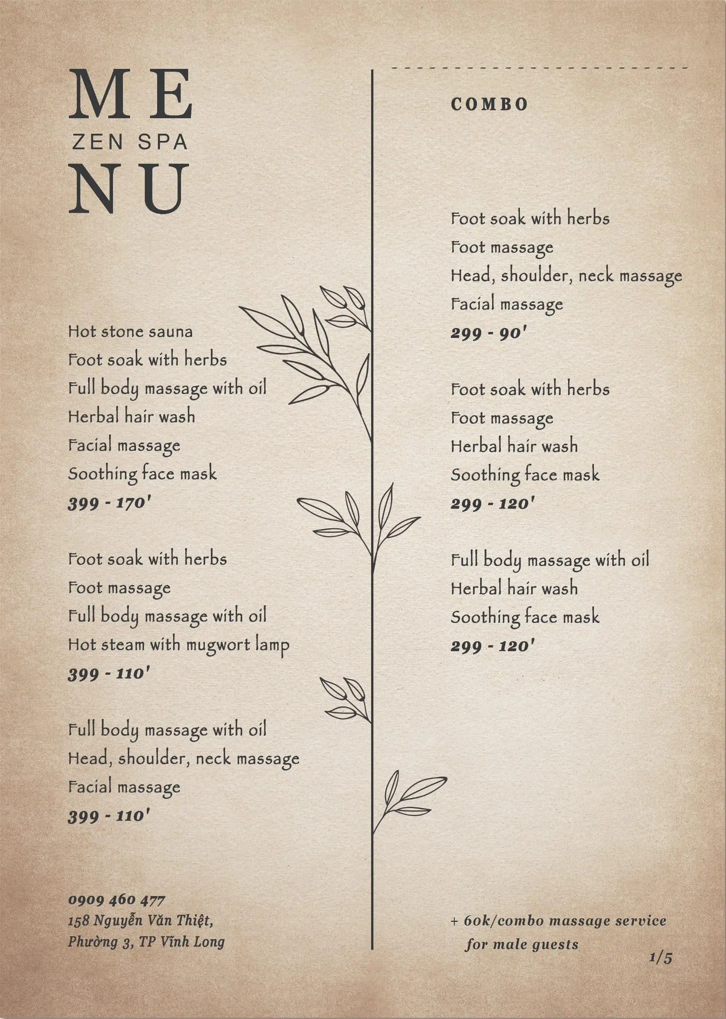 Spa Menu - Combo Package