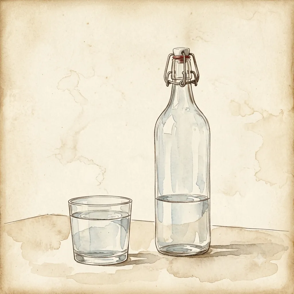 Filtered water in a refillable glass bottle