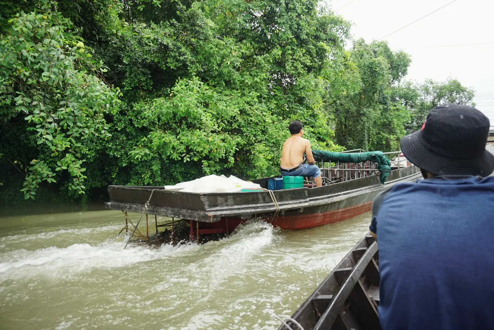 Motorboats on waterway