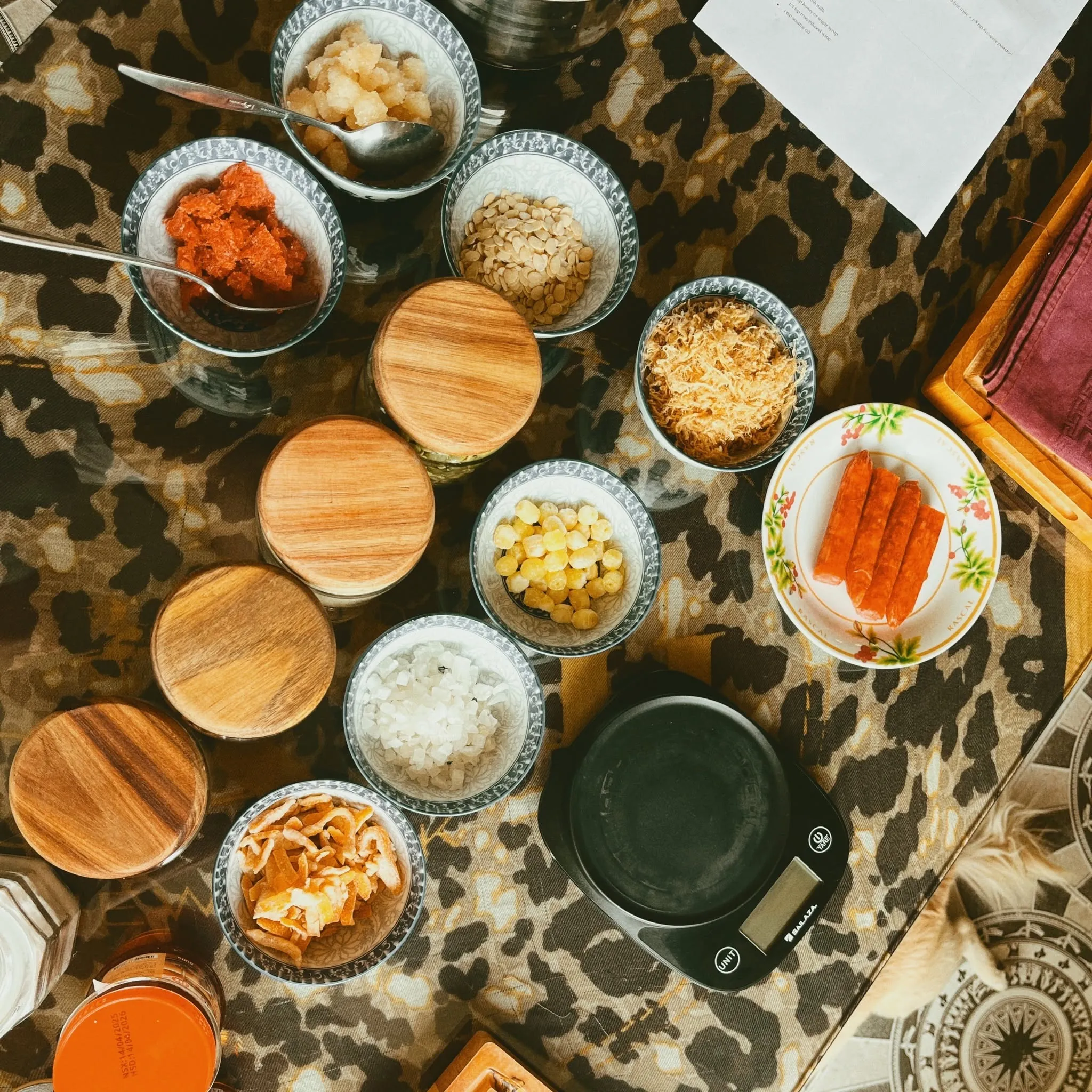 Mooncake ingredients laid out on the table