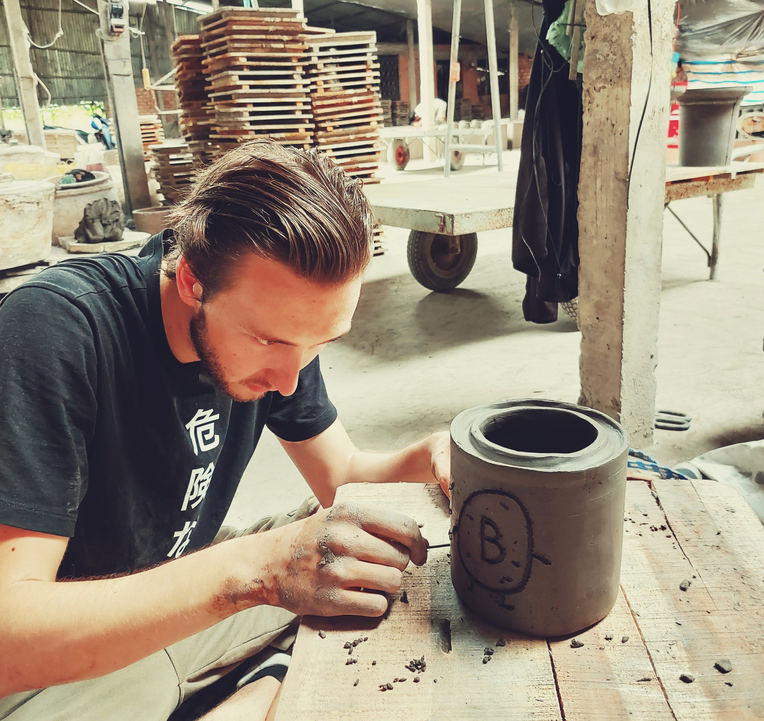 Carving a decorative cup